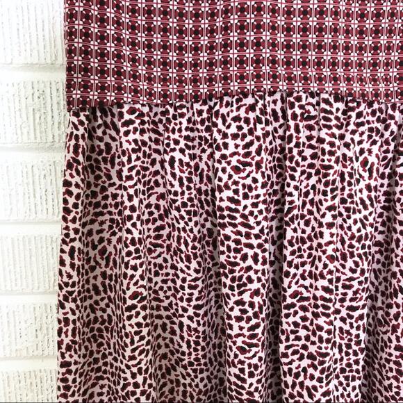 TopShop Size US 4 Red Mixed Print Flounce Dress Back Zipper Short Sleeve Mini - Picture 4 of 7